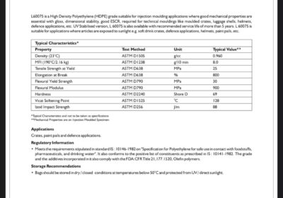 Polymers HDPE HD Moulding Reliance L60075